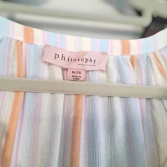 Philosophy White and Orange Striped Blouse - Picture 4 of 9